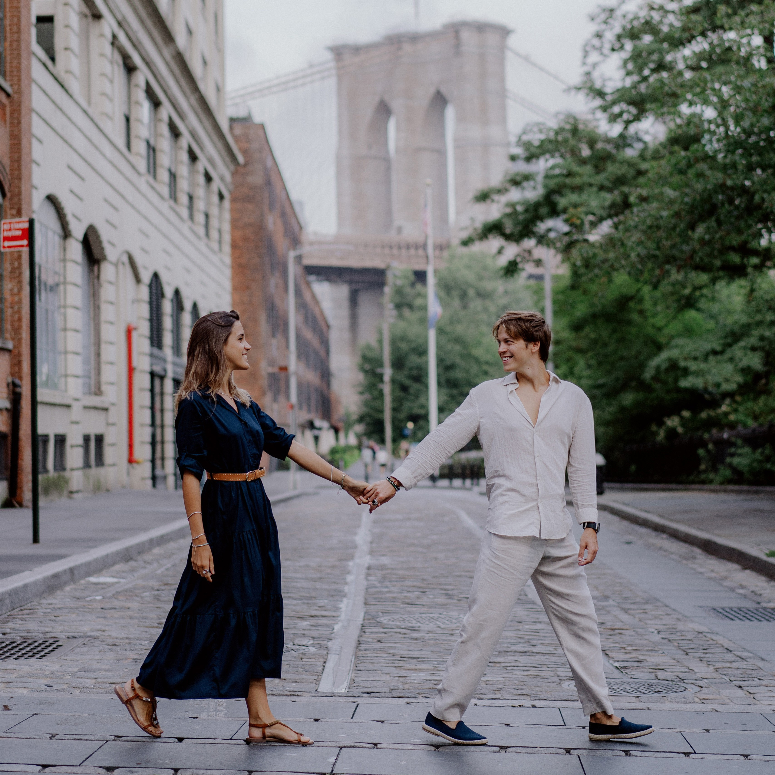 Couple in Dumbo and on the Brooklyn Bridge