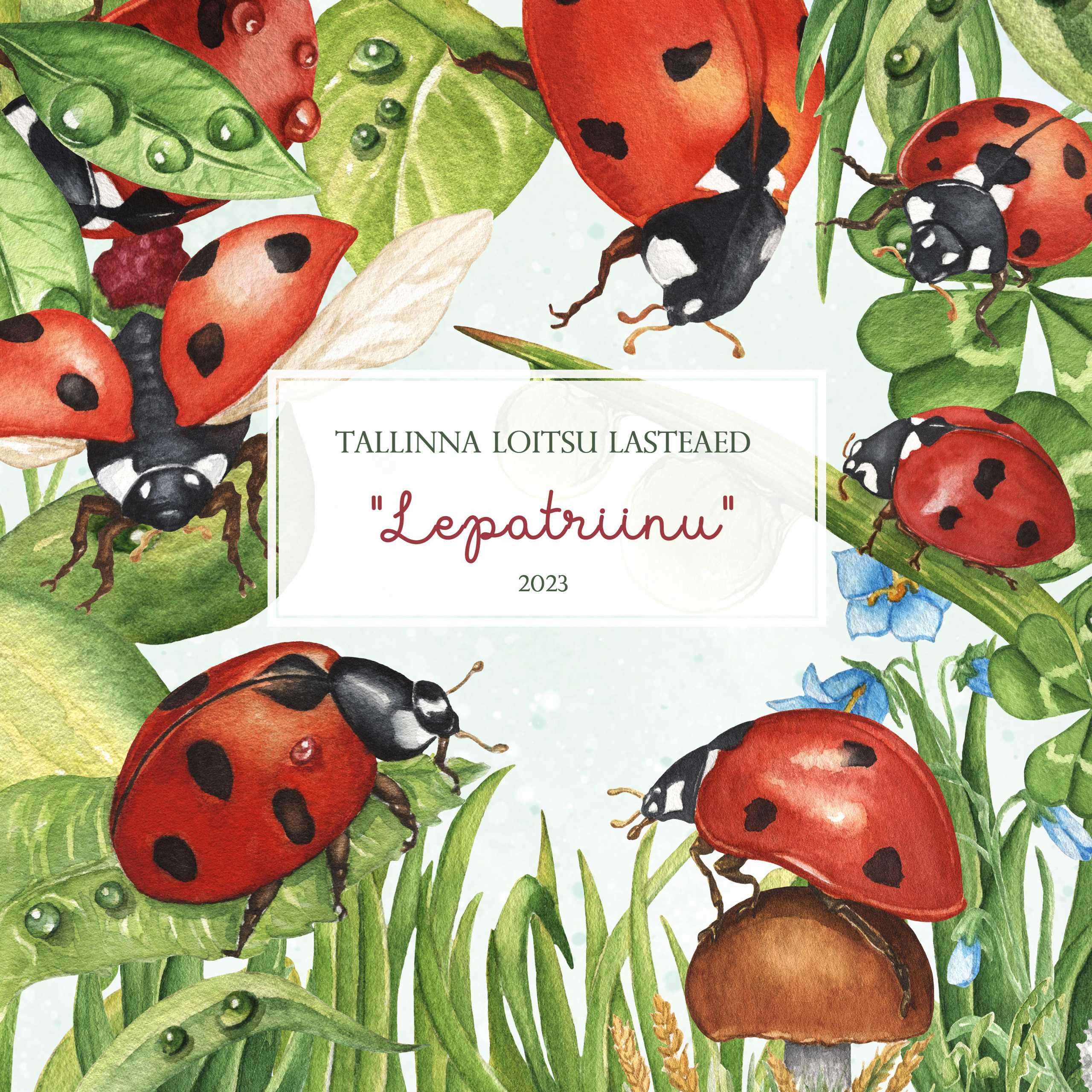 Детский дизайн выпускного альбома с божьими коровками, фотограф в таллинне