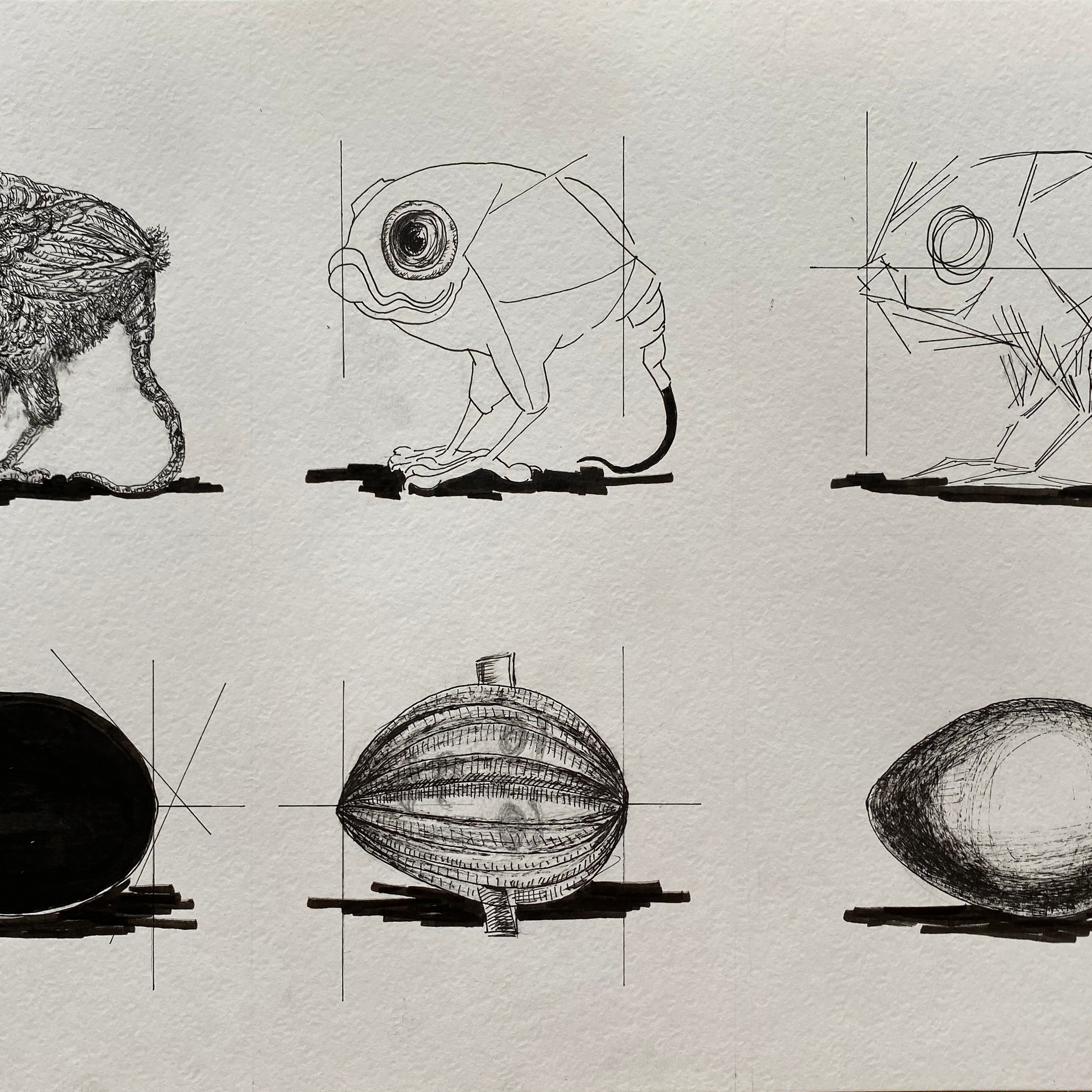 explores the core mythology of Transaction Art through its signature symbols: eggs as vessels of hidden faces, and their transformation into animals or masked figures. This work visualizes the cyclical journey from embryonic anonymity (the smooth, unmarked egg) to fragmented identity (creatures and faceless humans). A meditation on how all beings in the Transaction Universe share this primal, interchangeable origin.