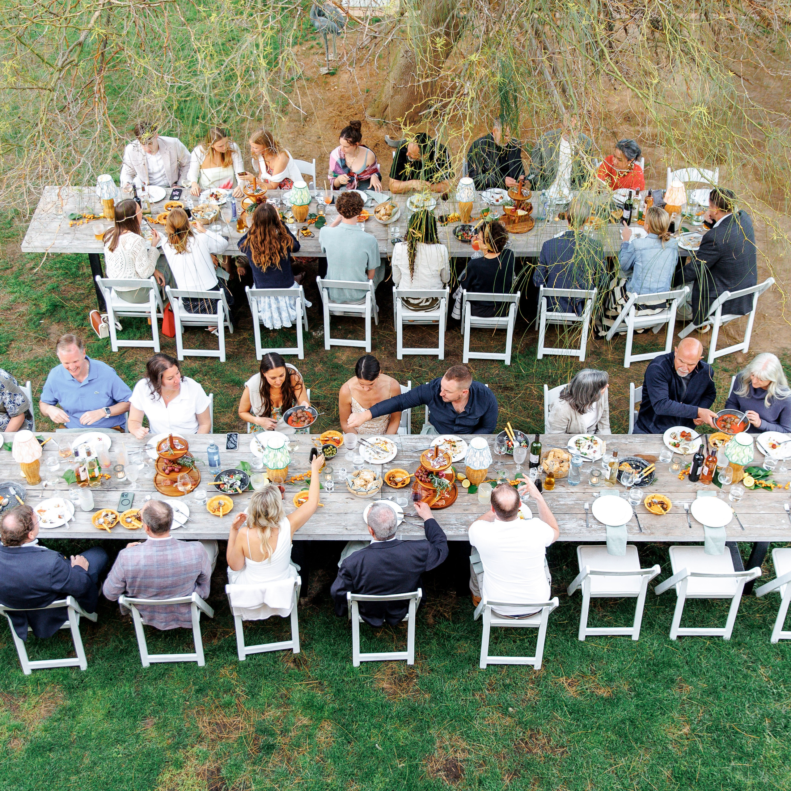 Guests enjoying the dinner during the rehearsal party before the wedding in Barcelona