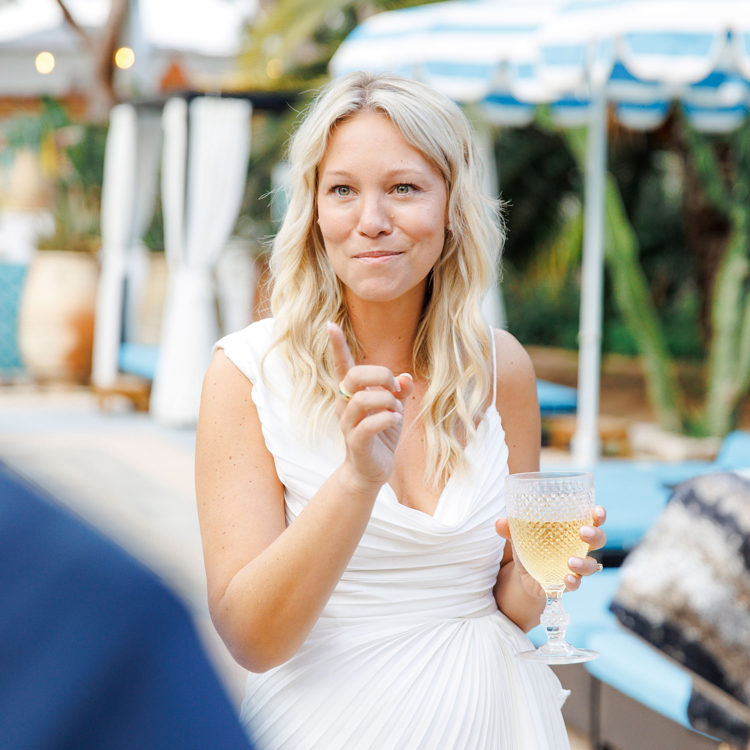 The portrait of the bride captured at rehearsal dinner during destination wedding