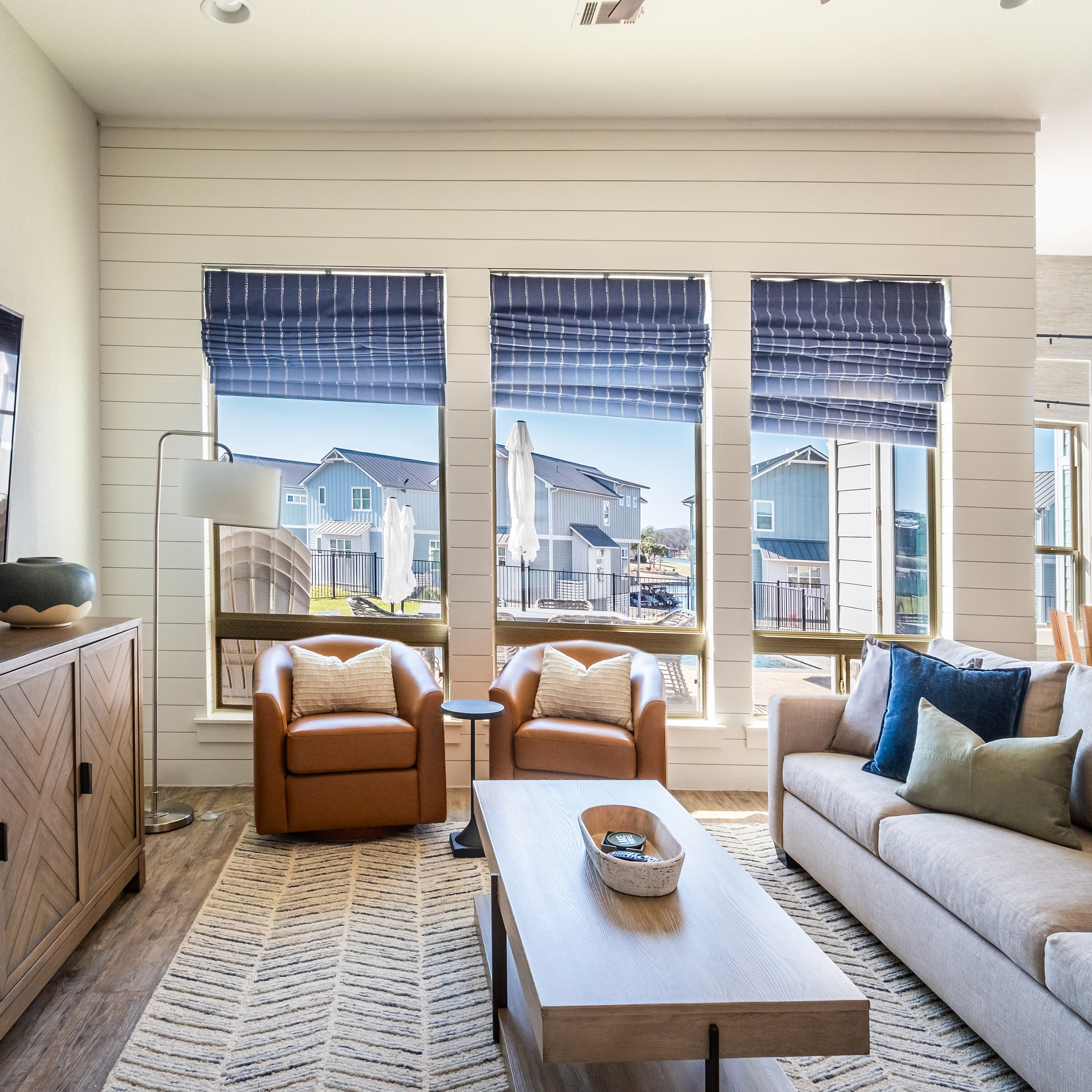 Luxury living room interior design photographed by Austin interior photographer.