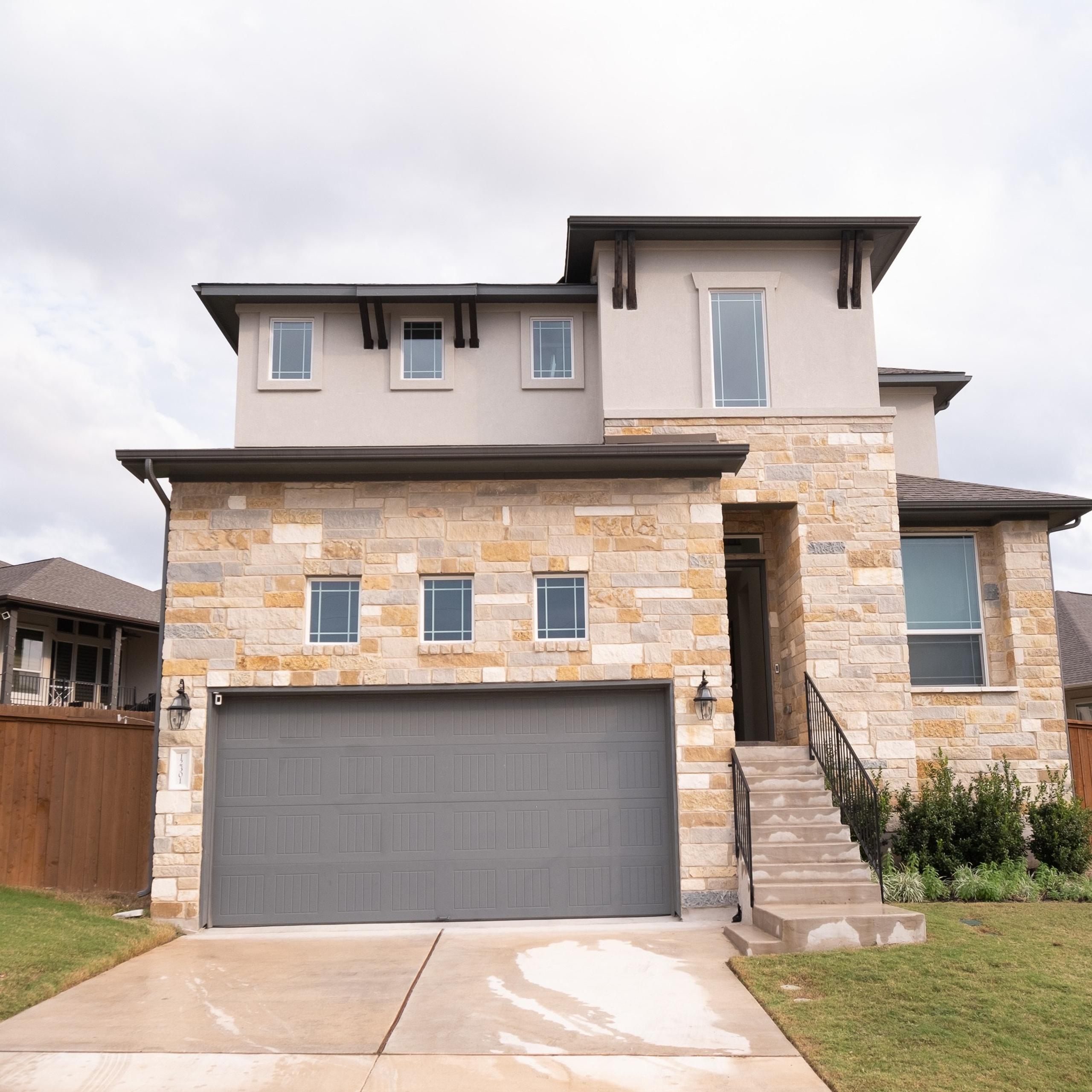Two story modern home exterior Austin Texas real estate photography
