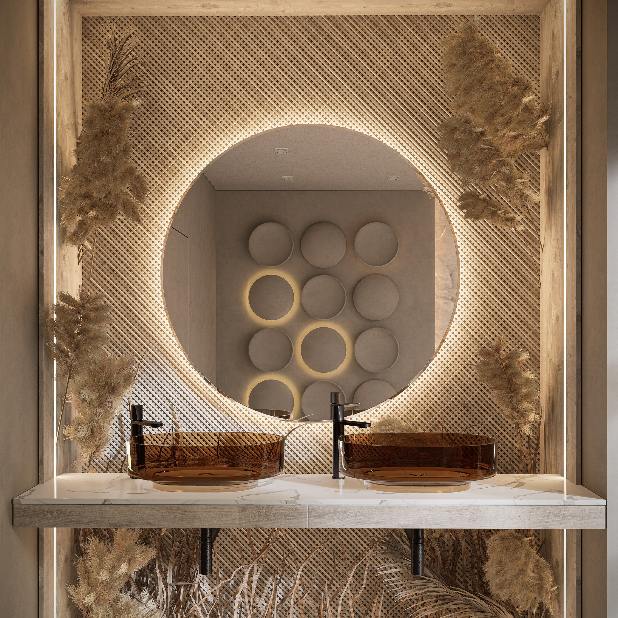 Pampas Decor-Inspired Bathroom