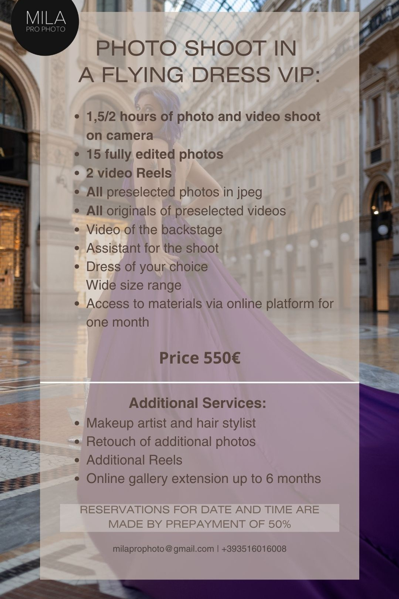 Price List. Photographer in Milan |Mila Pro Photo