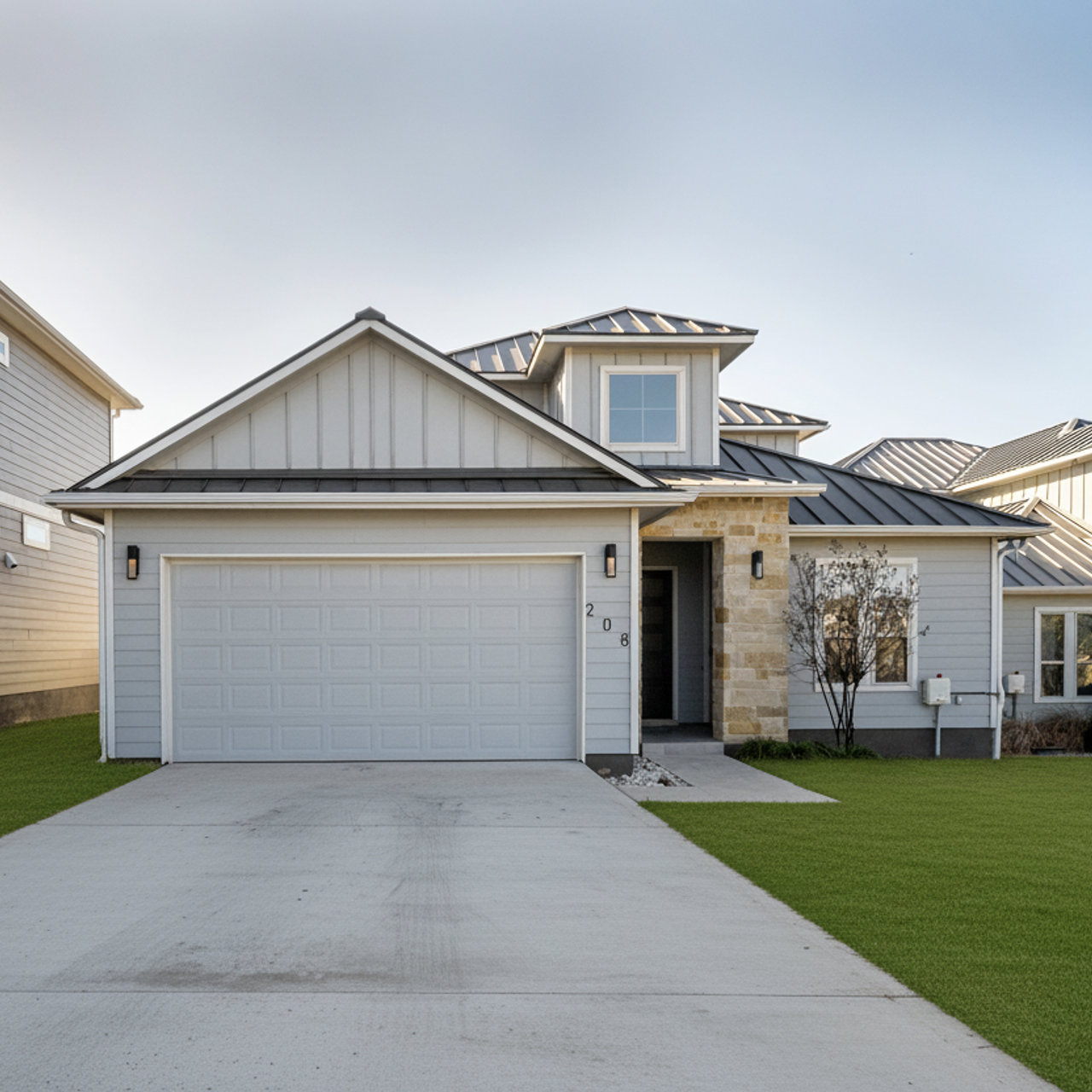 Modern residential home exterior photographed in Austin TX