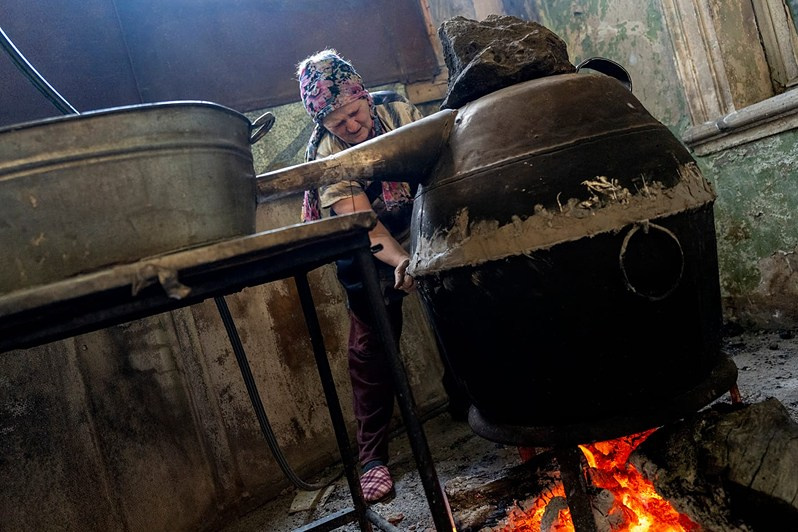 Laura Gogilava (aged 67) from the village of Kochara, the ‘Sakartvelo’ sanatorium, Tskhaltubo municipality, Imereti region, Georgia. May 2021