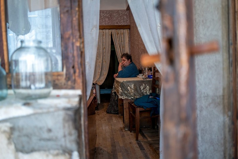 Irina Arnaniya (aged 55) from the village of Alakhadze, the ‘Sakartvelo’ sanatorium, Tskhaltubo municipality, Imereti region, Georgia. May 2021