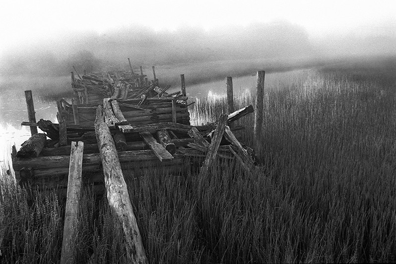 Crossing in the fog, Arkhangelsk region, Russia. July 1990
