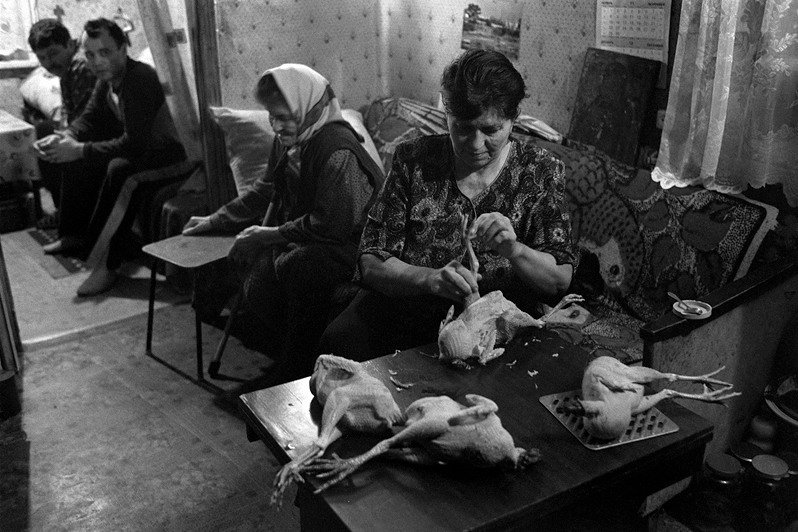 Chicken-plucking, Senshin khutor, Oblivsky district, Rostov-on-Don region, Russia. January 2011