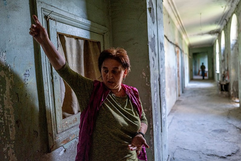 Zaira Kopaliani (aged 52) from Sukhumi, the ‘Samgurali’ sanatorium, Tskhaltubo municipality, Imereti region, Georgia. May 2021