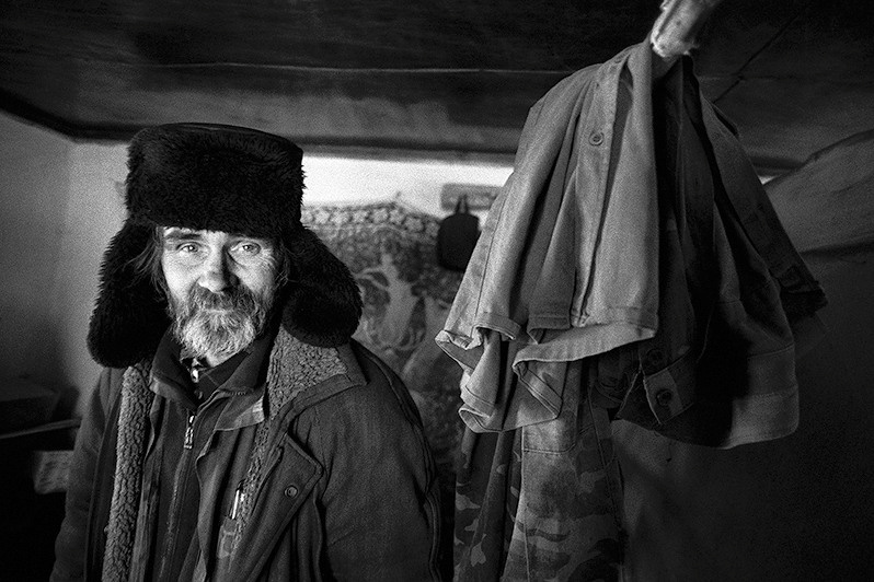The caretaker in their own shack, Bykovsky khutor, Verhnedonsk district, Rostov-on-Don region, Russia. February 2012