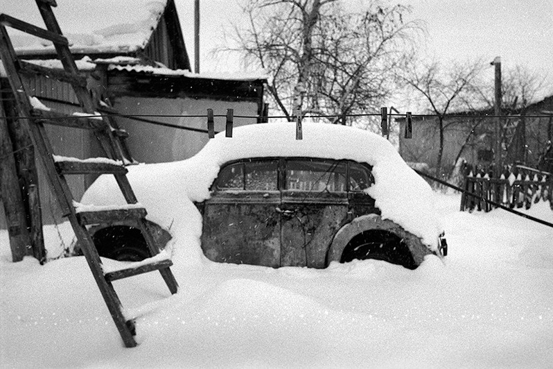 Snow-covered courtyard, Bykovsky khutor, Verhnedonsk district, Rostov-on-Don region, Russia. February 2012