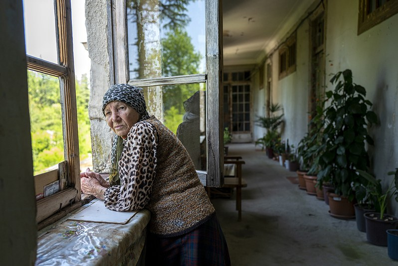 Nunu Janashia (aged 82) from the village of Akhaldaba, the ‘Tbilisi’ sanatorium, Tskhaltubo municipality, Imereti region, Georgia. May 2021
