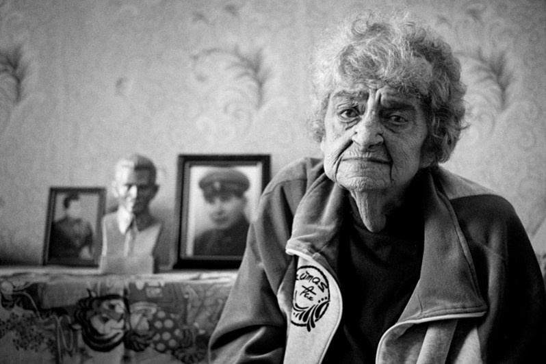 Natalia Khayutina (1932-2015), adopted daughter of People's Commissar of Internal Affairs Nikolay Ezhov, Ola urban-type settlement, Magadan region, Russia. March 2015