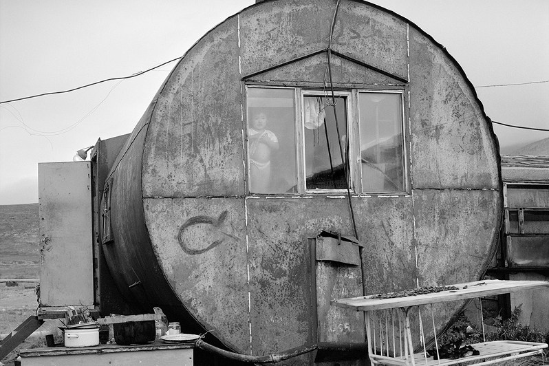 World in a window, near Lorino settlement, Chukotka, Russia. September 2007