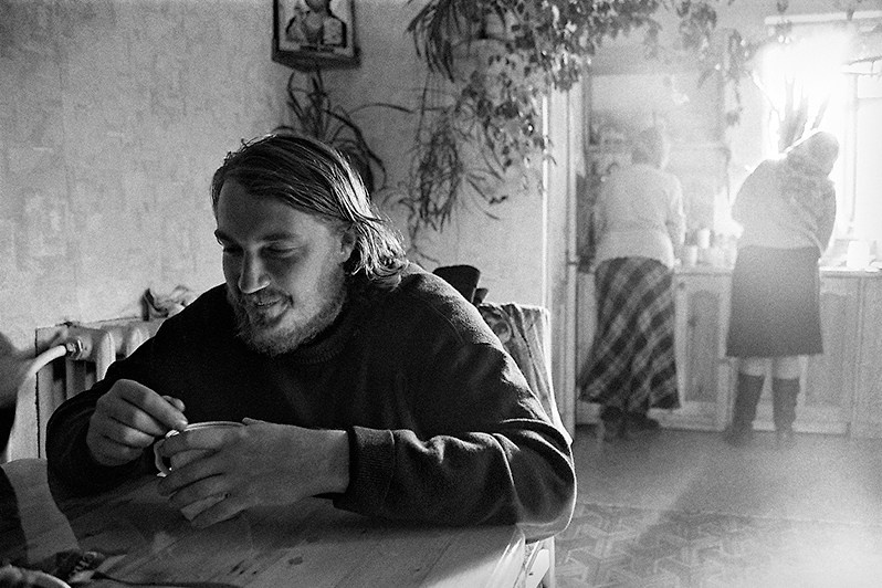 Tea after a meal, Lavrentiya settlement, Chukotka, Russia. September 2007