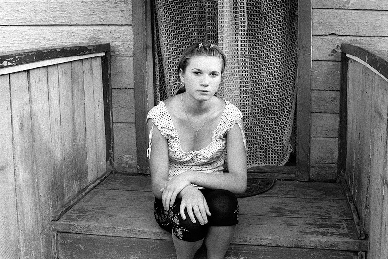 Khutorianka on the porch, Senshin khutor, Oblivsky district, Rostov-on-Don region, Russia. July 2010