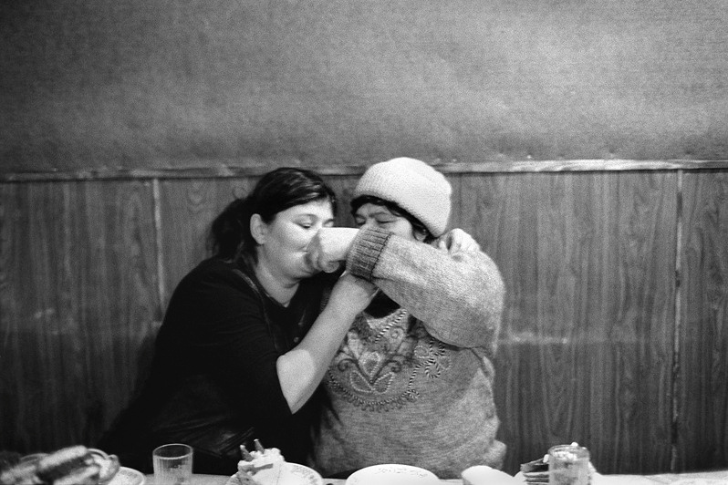 Girlfriends having a brudershake, Senshin khutor, Oblivsky district, Rostov-on-Don region, Russia. February 2012