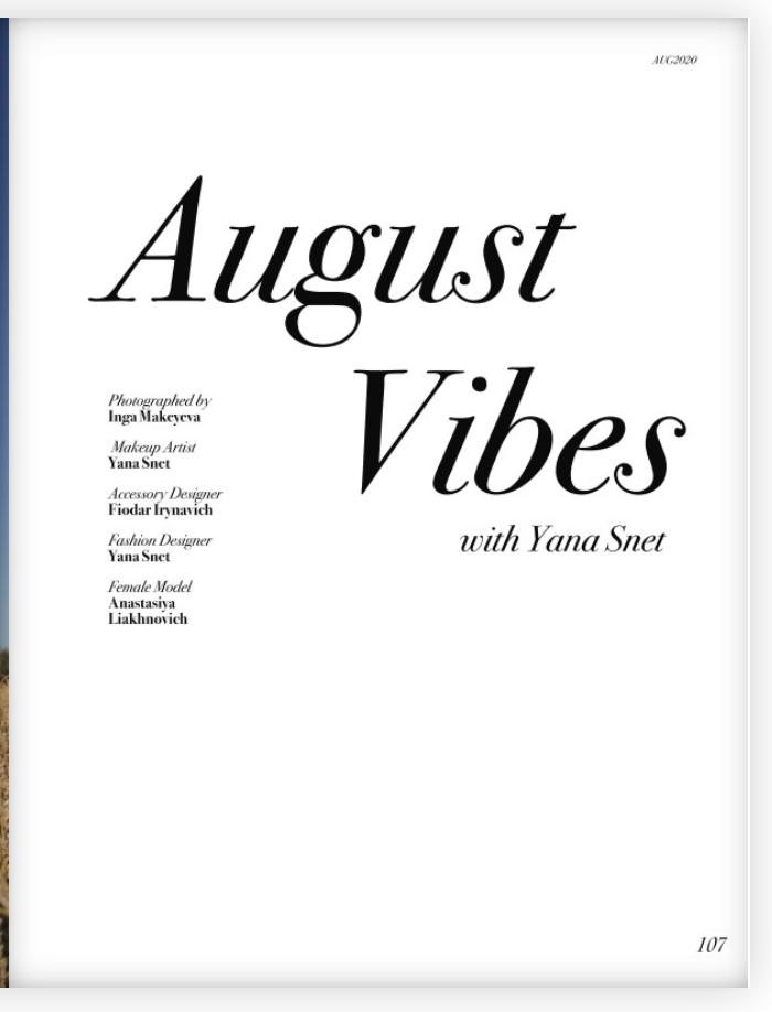 Publications. Fashion and portrait photographer Inga Makeyeva