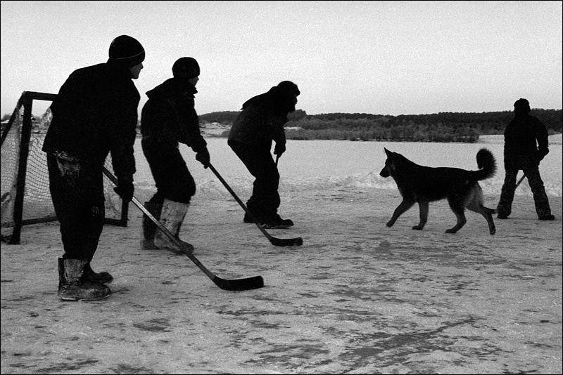 "Hockey on the lake", village of Pogost, Pudozh district, Karelia, Russia, January 2009