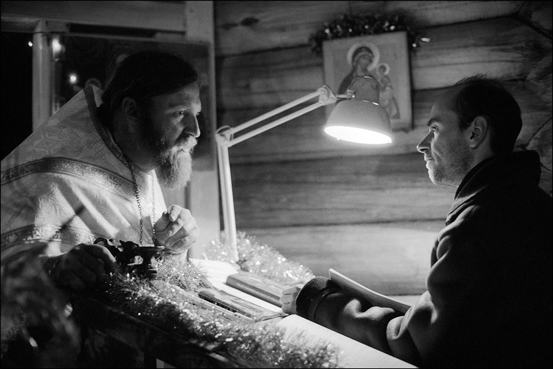 "The priest and the cantor", village of Pogost, Pudozh district, Karelia, Russia, January 2009