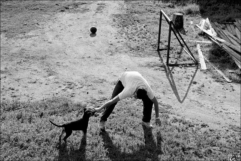 "Playing with bone", village of Pogost, Pudozh district, Karelia, Russia, August 2007