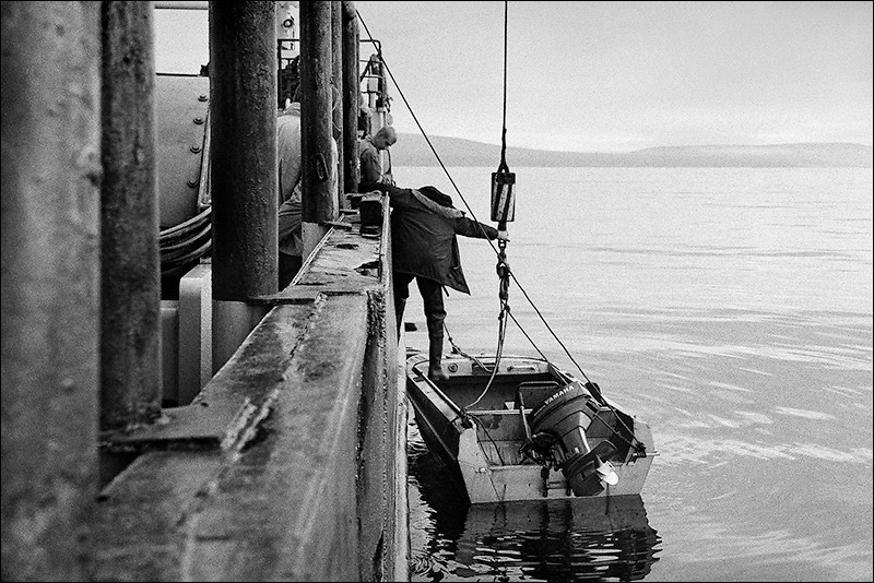 "The boat on water", near settlement of Lavrentiya, Chukotka, Russia, September 2007