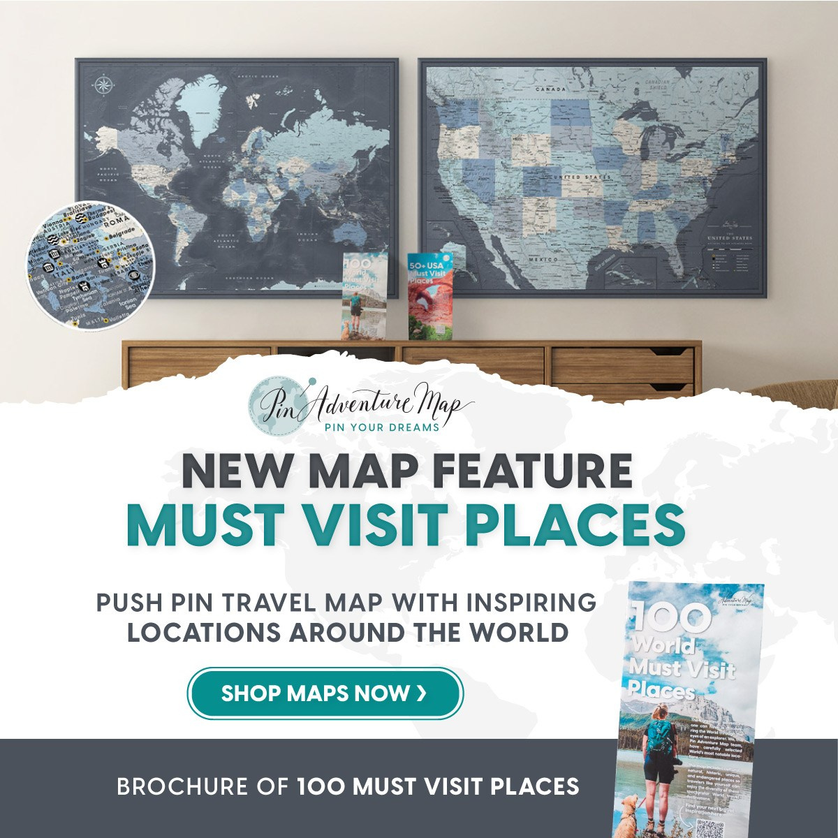 Ad Campaign for new Pin Adventure Map product launching. ContentLab — visual content for your business