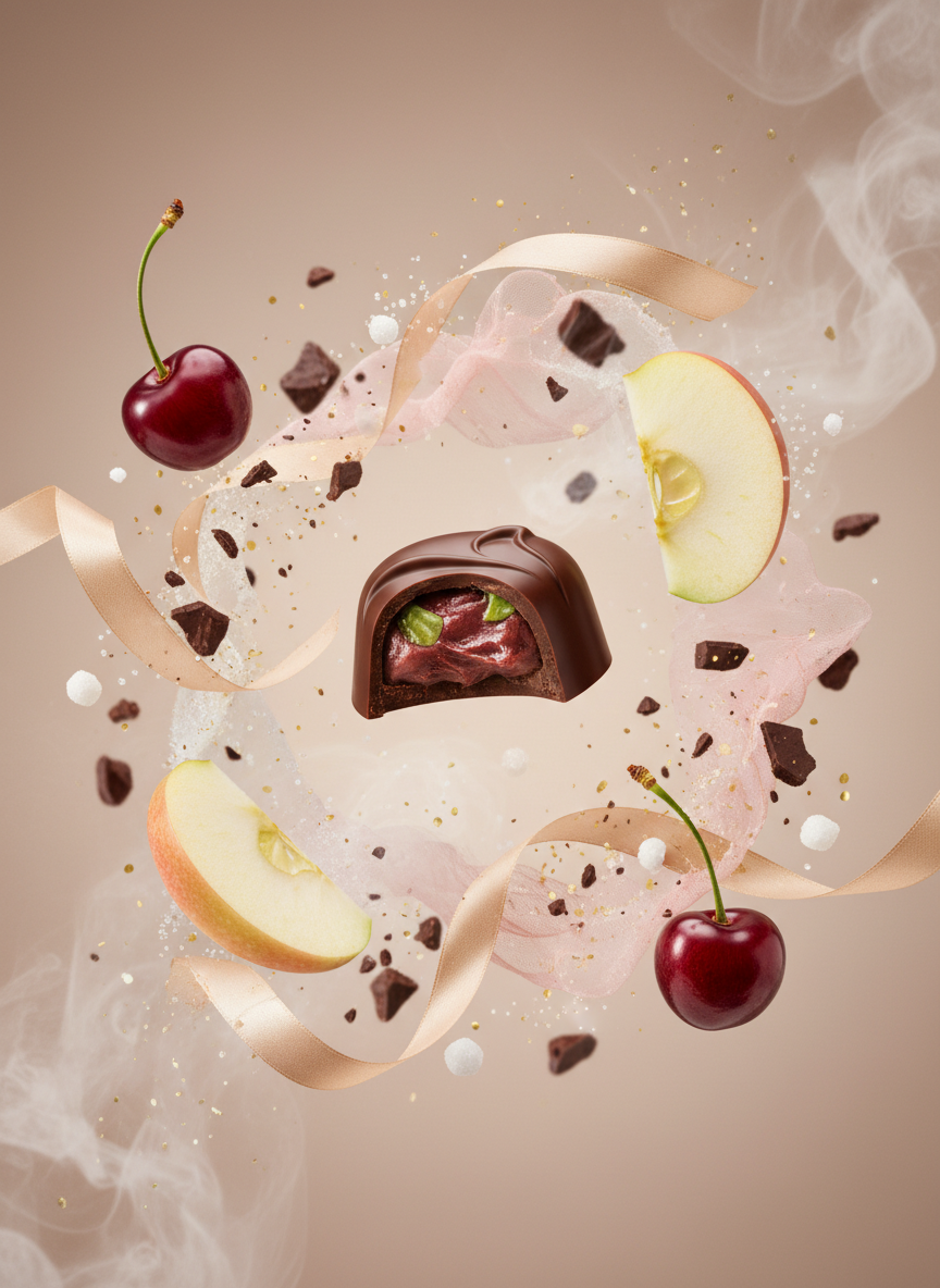 Development of a series of photo and video materials for a winter chocolate flavor collection. Digital Creator | AI Visuals | Content for Social Media