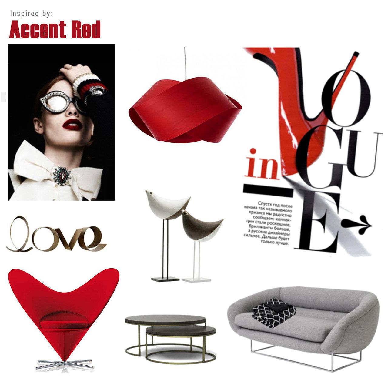 collage with Accent red color