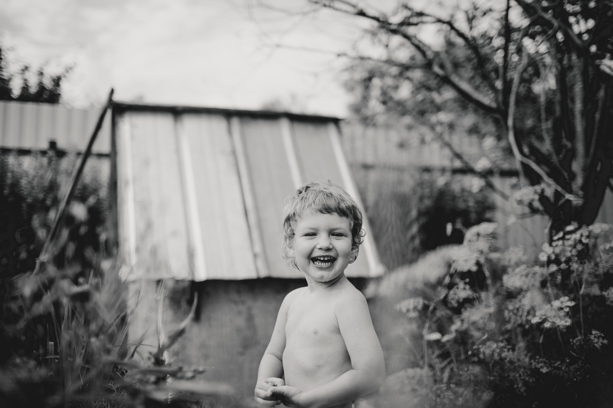 Blond boy in the countryside
