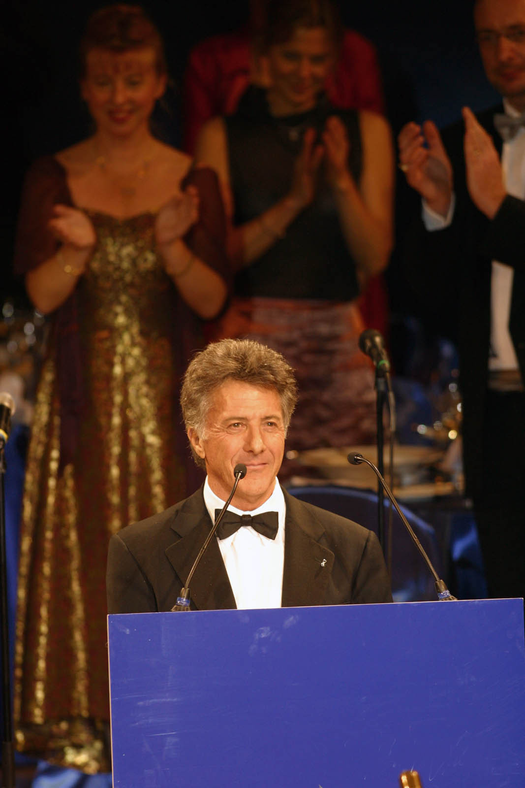 American actor Dustin Hoffman gives a speech during the Cinema for Peace in Berlin.