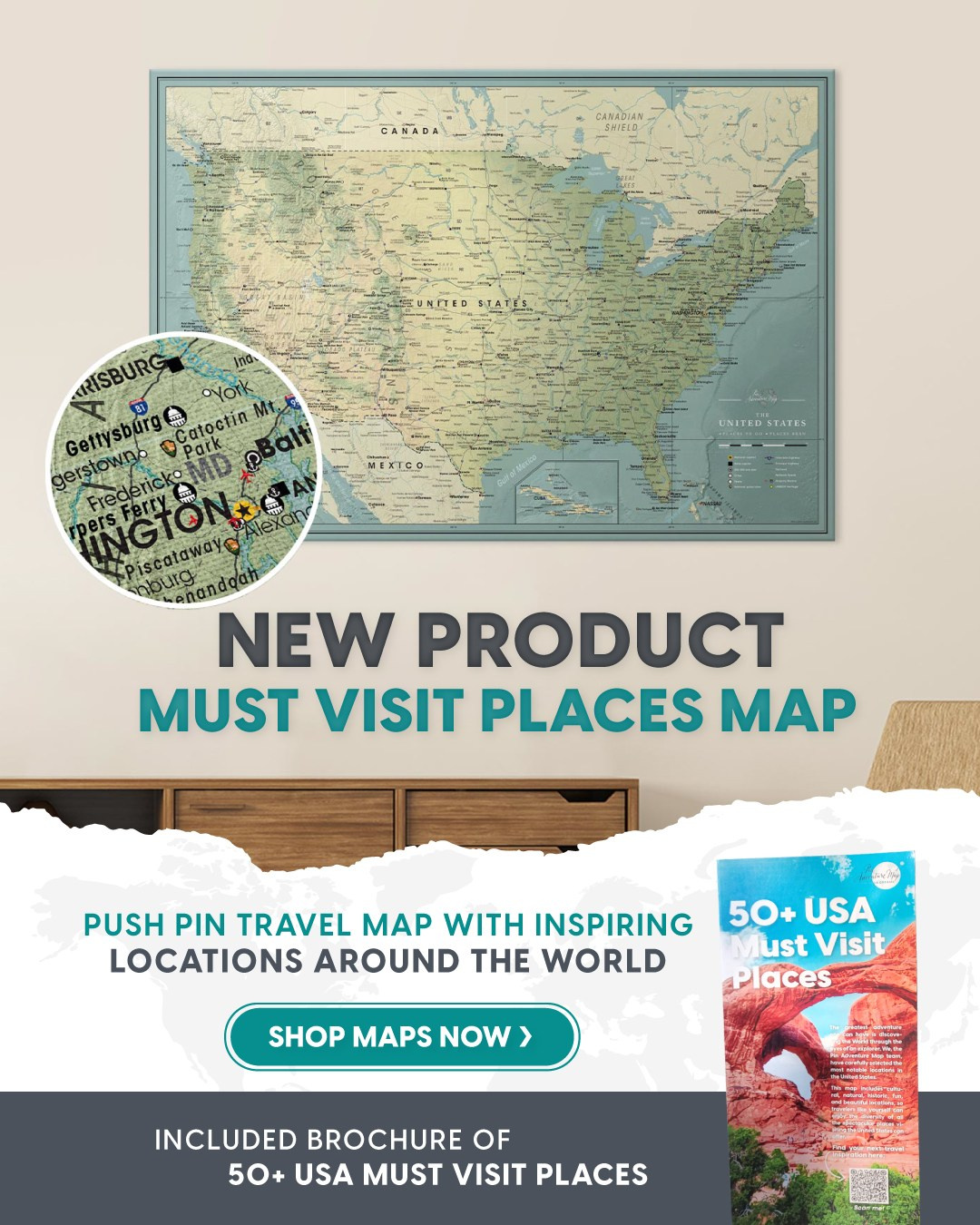 Ad Campaign for new Pin Adventure Map product launching. ContentLab — visual content for your business