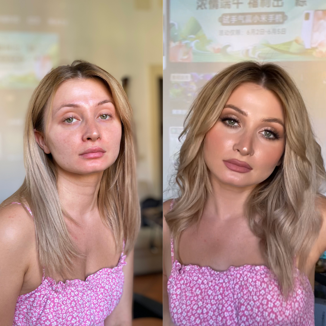 girl looks like Paris Hilton sexy makeup for streetstyle photoshoot in Rome