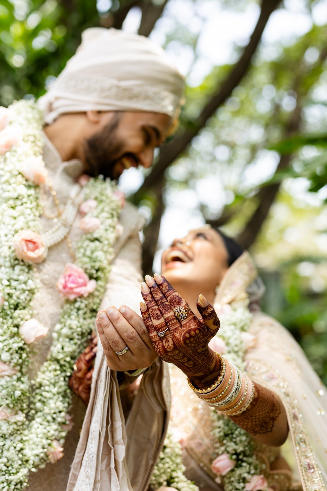 Hands in the Air: Chiranjeev & Niharika at Hyatt Centric Hebbal. Truly Yours | Documentary Wedding Photography & Films | Sharath Padaru, Bangalore