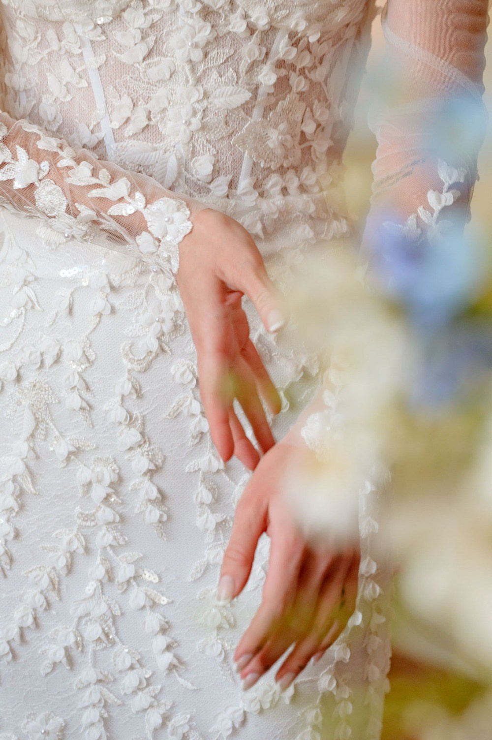 Wedding dress details at Italian destination wedding Lucca