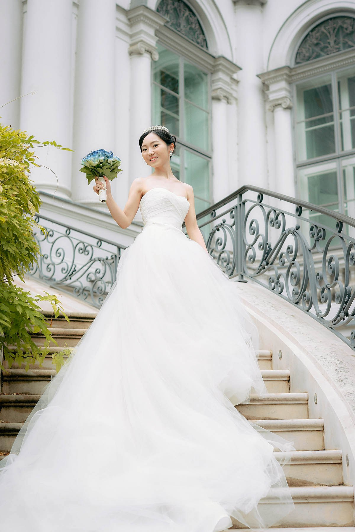 The happy bride is finally on her way to wed at the Belvedere.