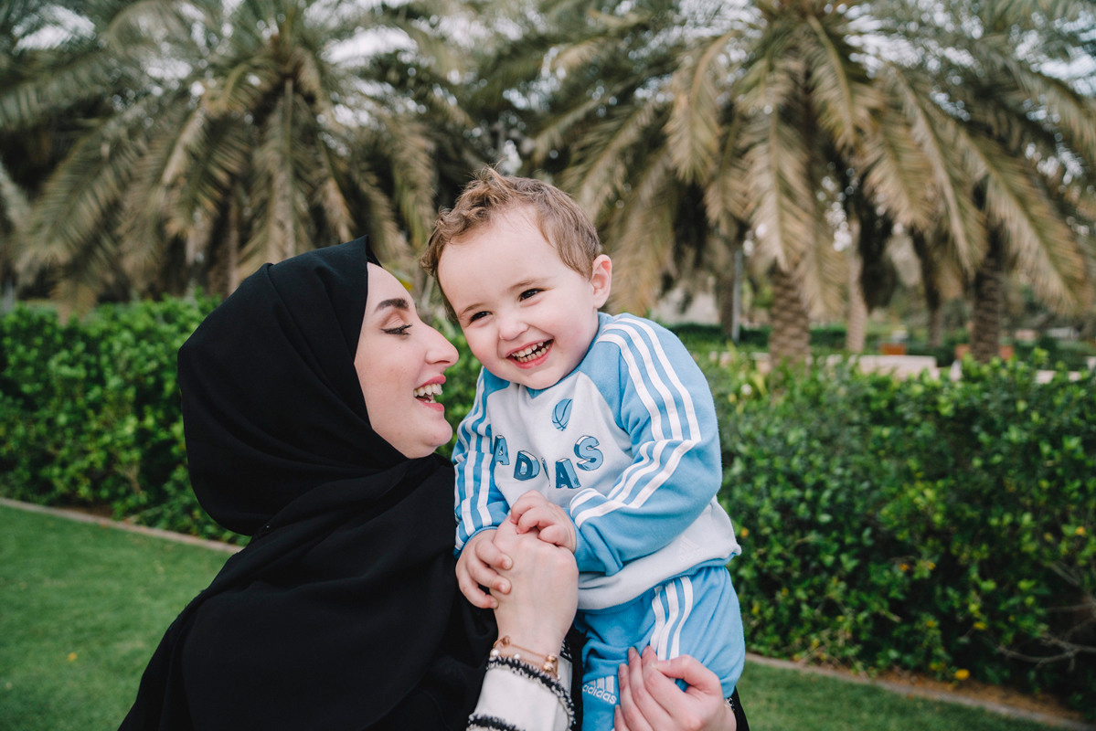 Happy mother with a four year old boy