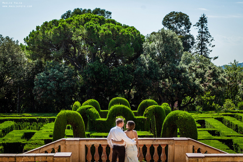 Sesión de fotos de boda en Barcelona en el Parque Laberinto. Fotógrafo en Barcelona  Maslik Yulia