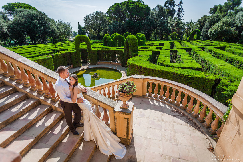 Sesión de fotos de boda en Barcelona en el Parque Laberinto. Fotógrafo en Barcelona  Maslik Yulia