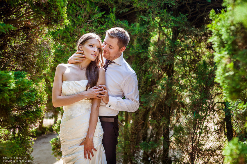 Sesión de fotos de boda en Barcelona en el Parque Laberinto. Fotógrafo en Barcelona  Maslik Yulia