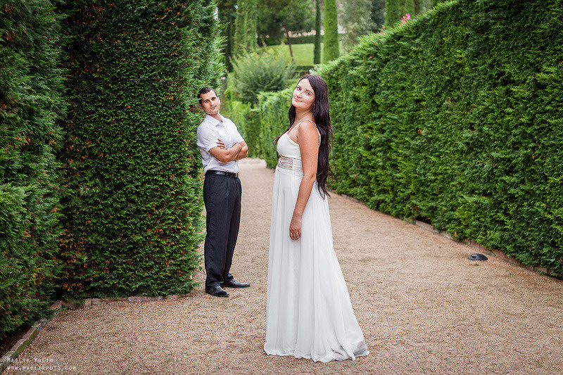 Sesión de fotos de boda en el Parque Laberinto de Barcelona. Fotógrafo en Barcelona  Maslik Yulia