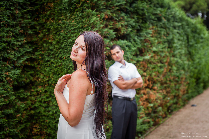 Sesión de fotos de boda en el Parque Laberinto de Barcelona. Fotógrafo en Barcelona  Maslik Yulia
