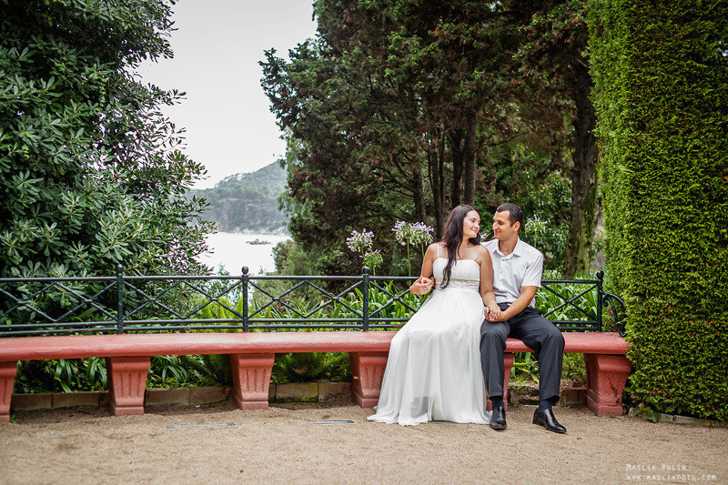 Sesión de fotos de boda en el Parque Laberinto de Barcelona. Fotógrafo en Barcelona  Maslik Yulia