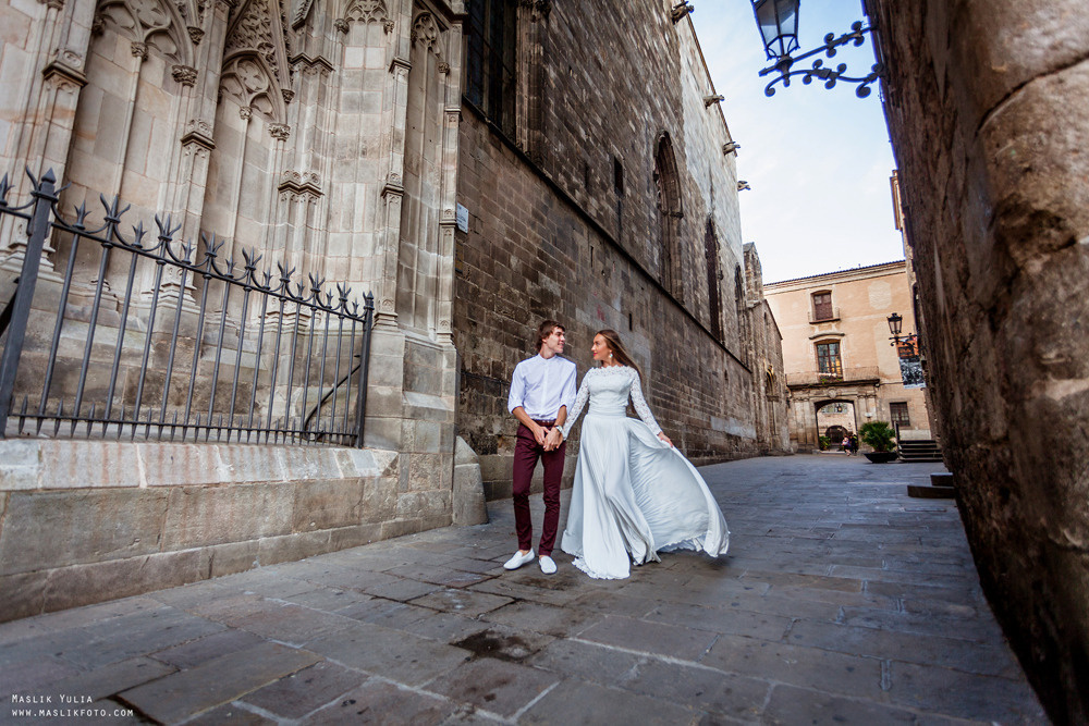 Stylowa sesja ślubna - Barcelona. Fotograf w Barcelonie Hiszpanii Maslik Yulia