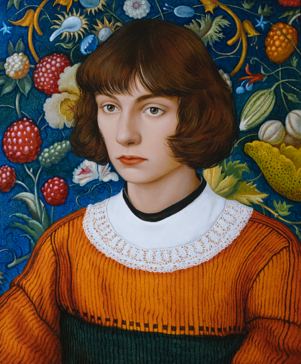 Portrait on a Blue background. ELEN BEZHEN