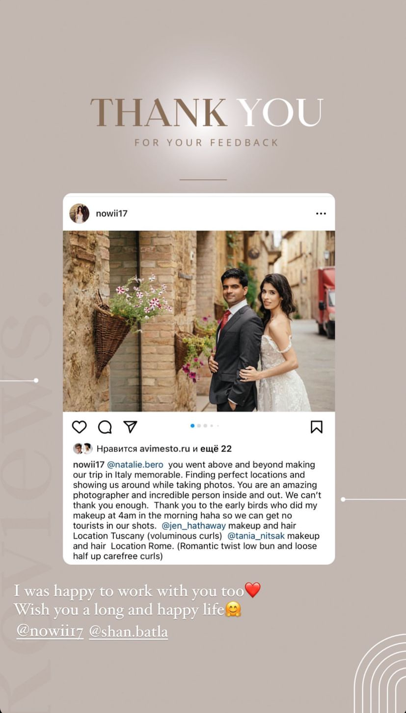 Reviews. Photographer in Italy Natalie Bero