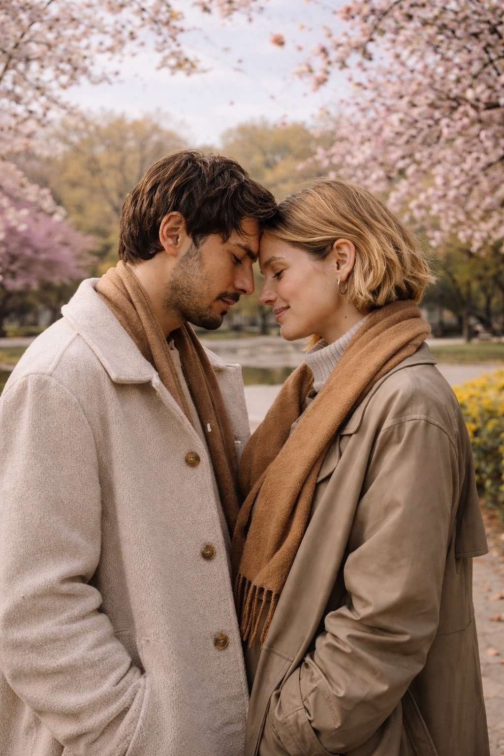 couple in blooming park Plovdiv