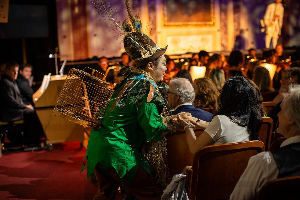 A stage production of Mozart's The Magic Flute at the Vienna Haus der Industrie, July 2025,